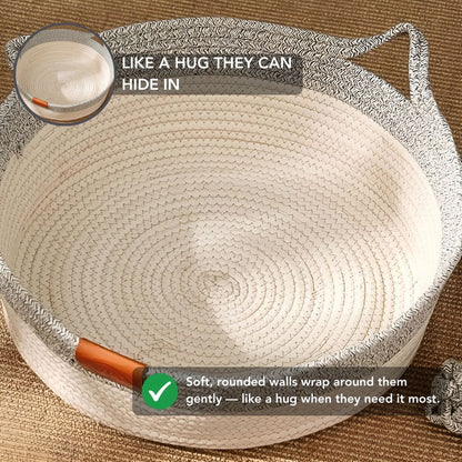 Instinct Basket | Handwoven & Chemical-Free Cat Territory (+FREE Natural Cotton Pillow)