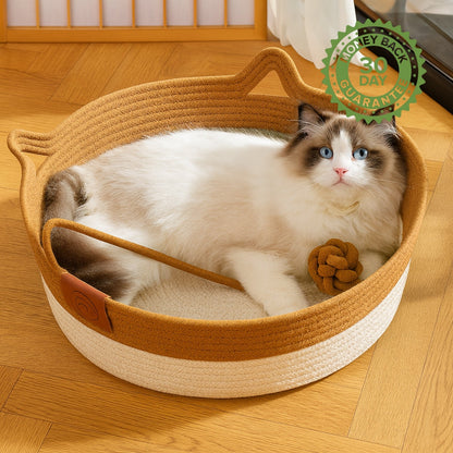 Instinct Basket | Handwoven & Chemical-Free Cat Territory (+FREE Natural Cotton Pillow)
