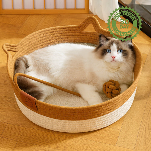 Instinct Basket | Handwoven & Chemical-Free Cat Territory (+FREE Natural Cotton Pillow)