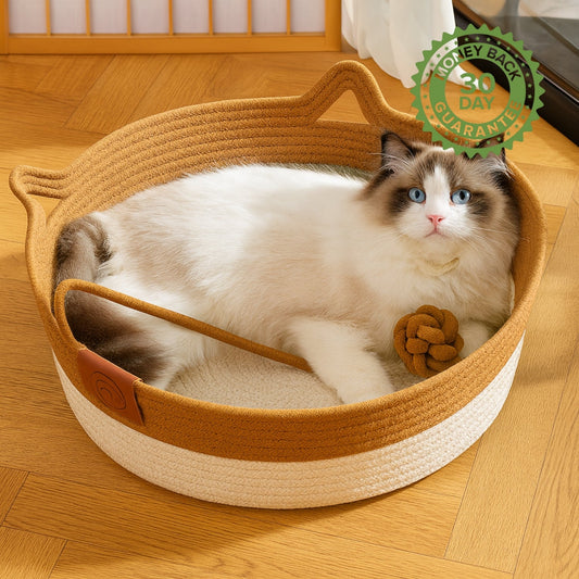 Instinct Basket | Handwoven & Chemical-Free Cat Territory (+FREE Natural Cotton Pillow)
