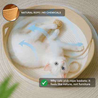 Instinct Basket | Handwoven & Chemical-Free Cat Territory (+FREE Natural Cotton Pillow)