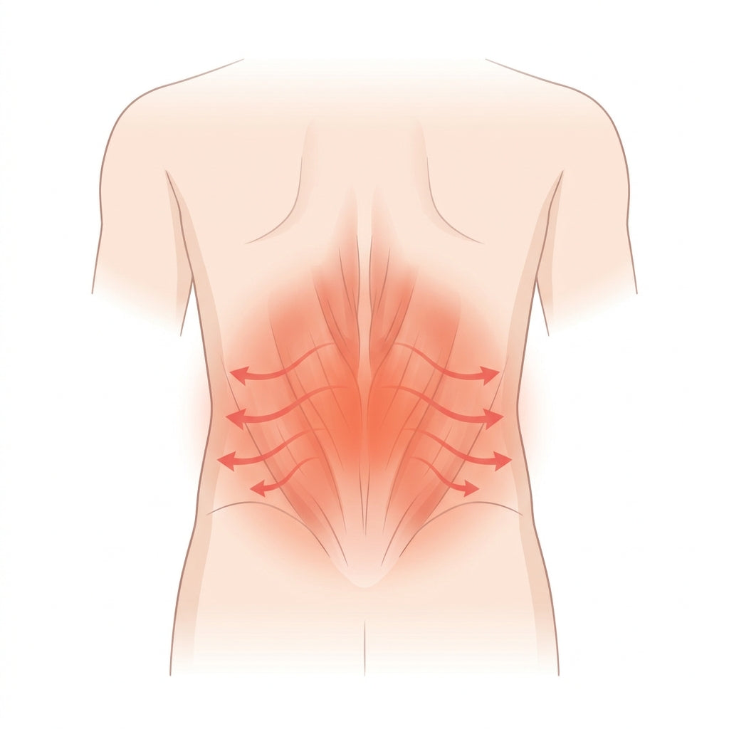 Diagram of warmth and circulation in the lower back